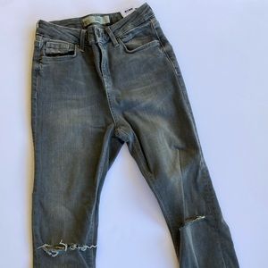 Top Shop Grey Ripped Skinny Jeans, Size 26